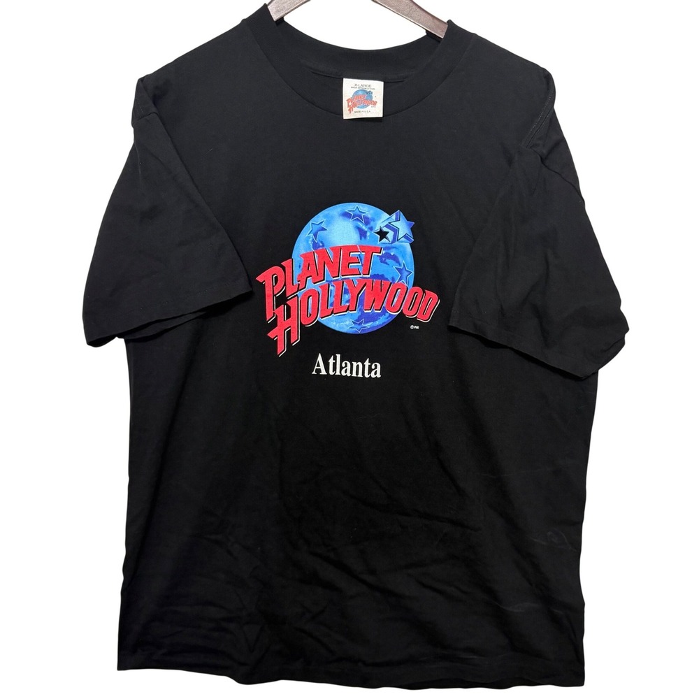 Planet Hollywood T-Shirt Mens XL Black‎ Excellent Vintage Atlanta Graphic Tee